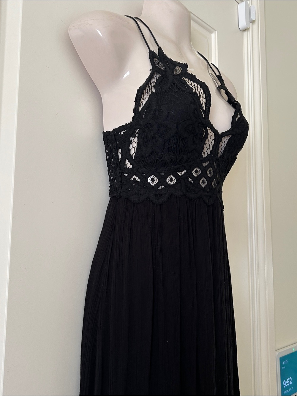 FREE PEOPLE "Adella" Maxi Slip Dress With Lace Top, Black, Size S, EUC - Picture 5 of 9